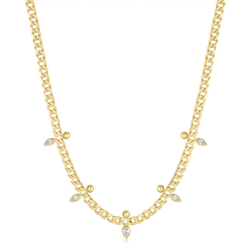 Gold Curb Chain Sparkle Point Necklace  | Ania Haie Australia